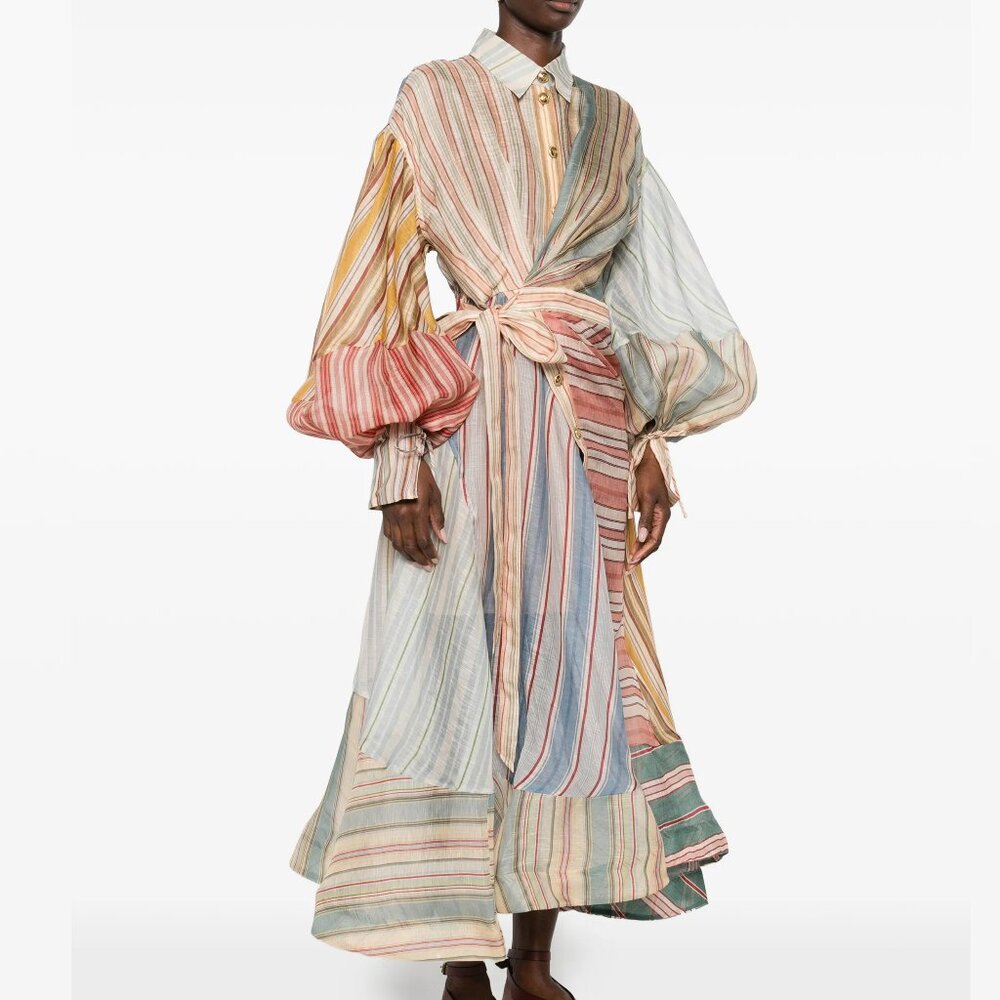 Zimmerman "Rebellion" multi-color striped mid-length dress